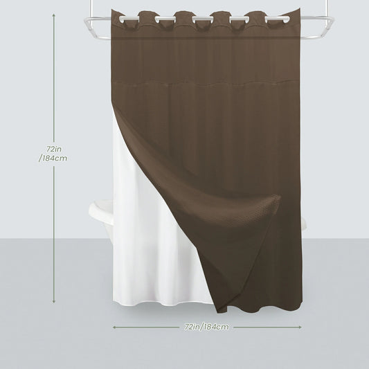 Waffle Weave Hookless Shower Curtain Set with Window