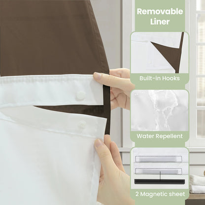 Waffle Weave Hookless Shower Curtain Set with Window