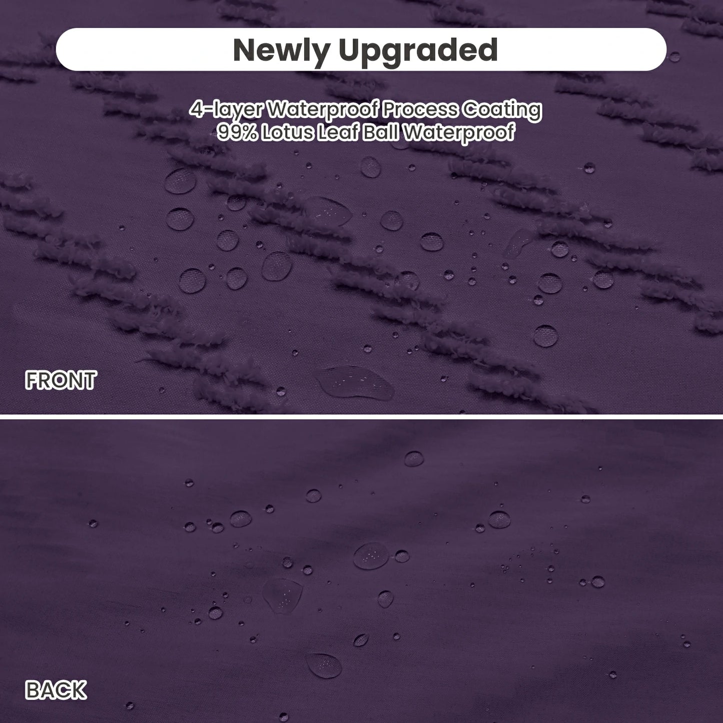 Tufted Textured Chevron Striped Tassel Shower Curtain (Purple)