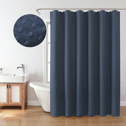 Solid Waffle Weave Shower Curtain