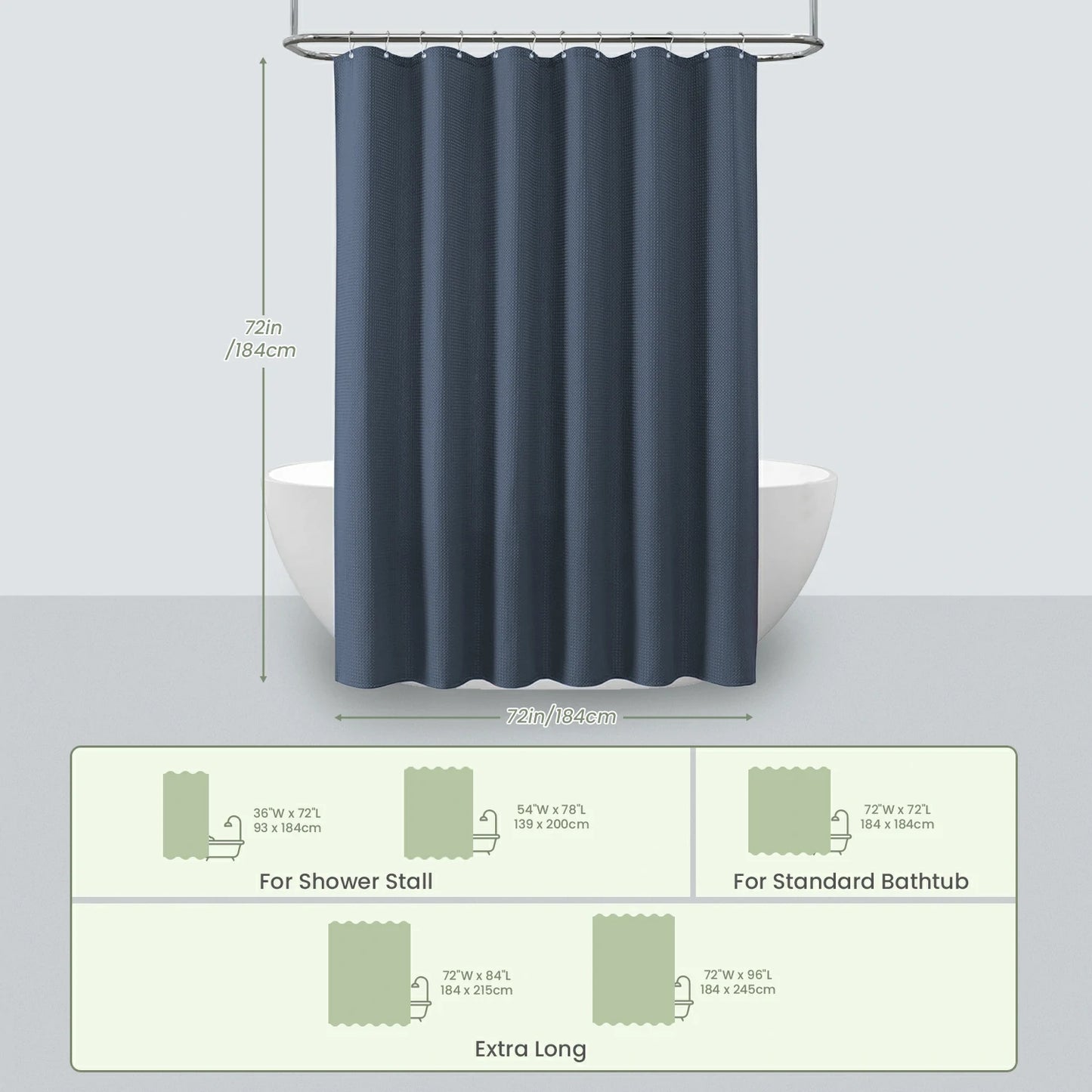 Solid Waffle Weave Shower Curtain