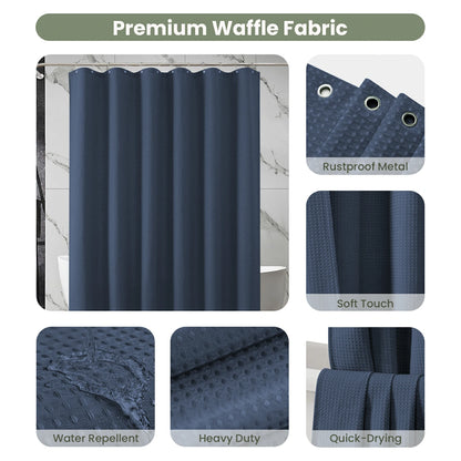 Solid Waffle Weave Shower Curtain