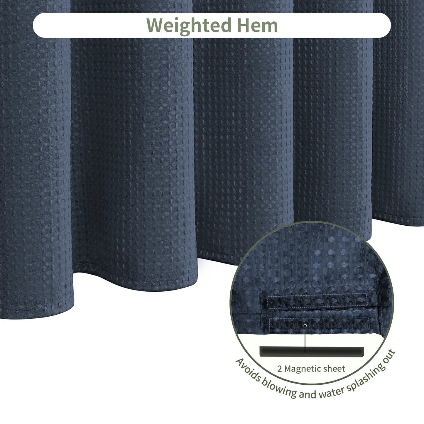 Solid Waffle Weave Shower Curtain