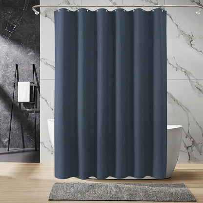Solid Waffle Weave Shower Curtain