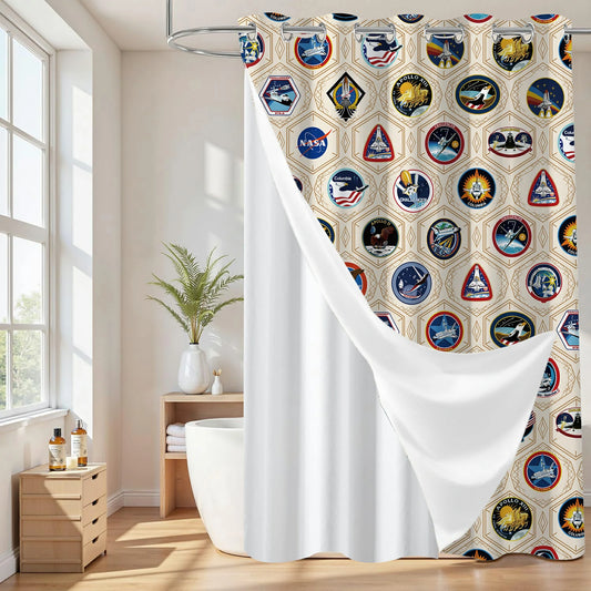 “Mission Patch Mosaic" NASA Series Shower Curtain Set