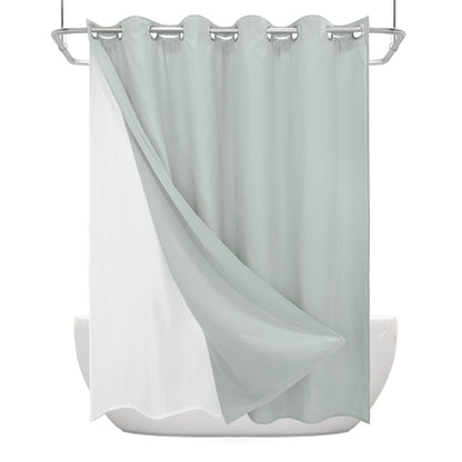 Clean Slate Series No Hook Shower Curtain (Gray-Green)
