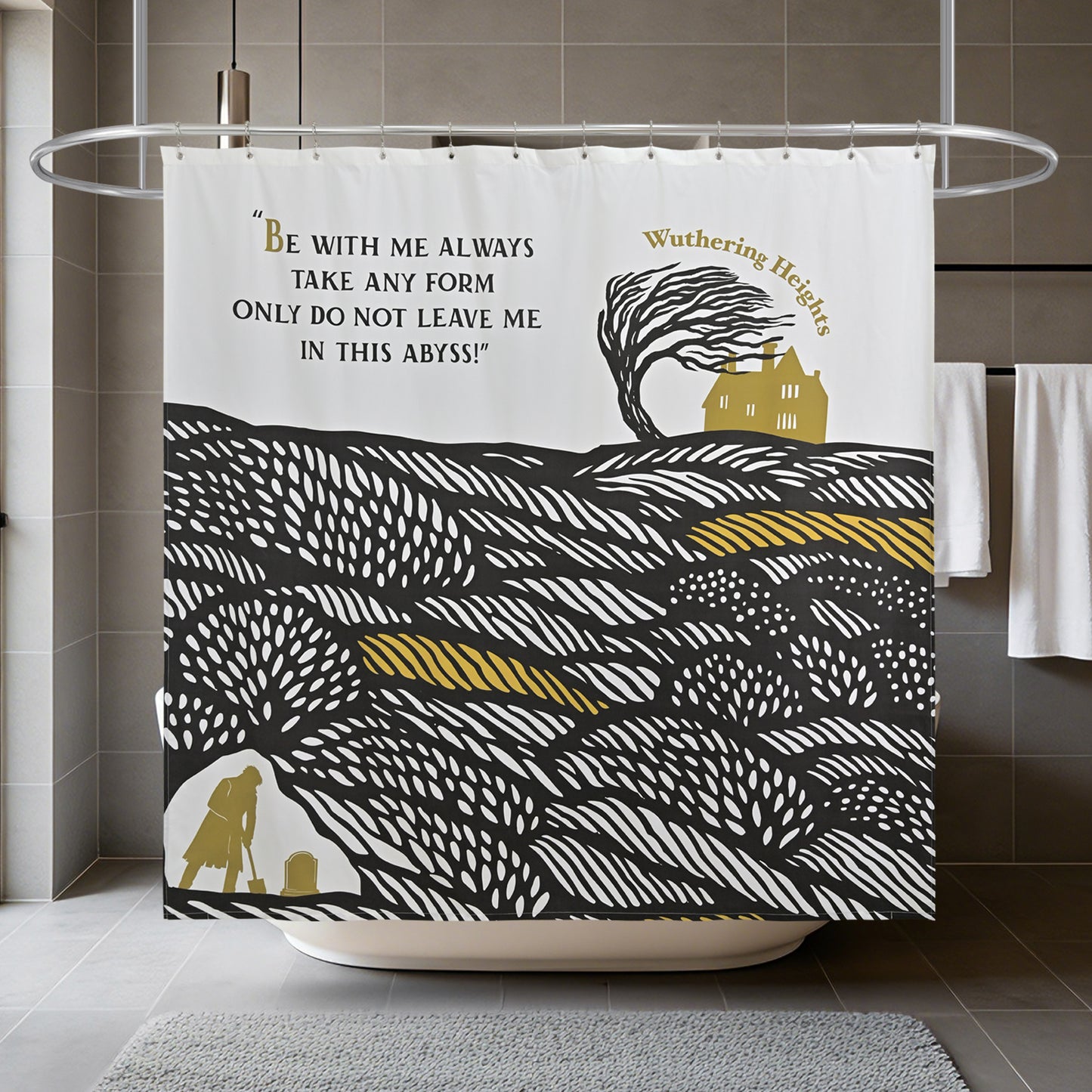 “Embrace the Abyss" Wuthering Height Series Shower Curtain Set