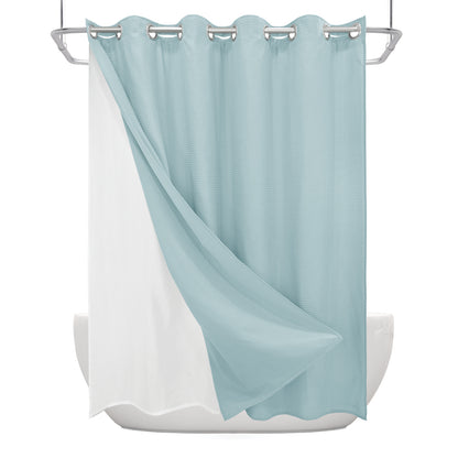 Clean Slate Series No Hook Shower Curtain (Pale Blue)