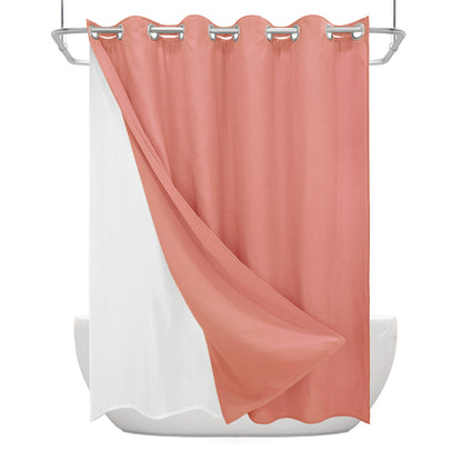 Clean Slate Series No Hook Shower Curtain (Clay Red)