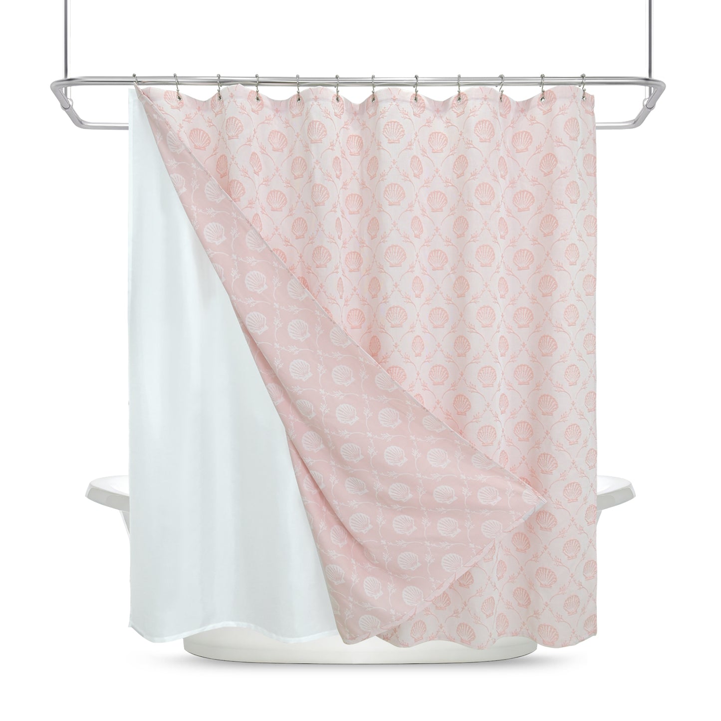 Coastal Loft Series Matelassé Jacquard Shower Curtain (Shell Pink)