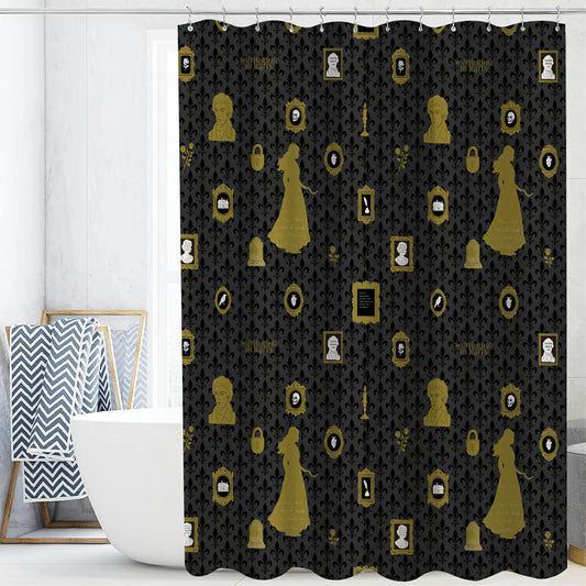 “The Tapestry of Torment" Wuthering Height Series Shower Curtain Set with Gold Fleur-de-Lis