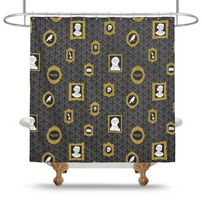 “The Tapestry of Torment" Wuthering Height Series Shower Curtain Set with Gold Fleur-de-Lis
