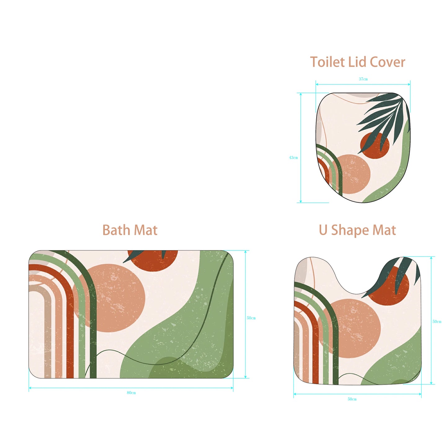 Rustic Leaves & Geometry Farmhouse Shower Curtain Set