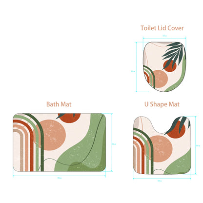 Rustic Leaves & Geometry Farmhouse Shower Curtain Set