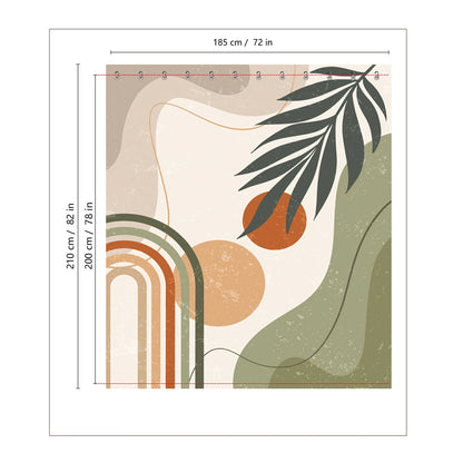 Rustic Leaves & Geometry Farmhouse Shower Curtain Set