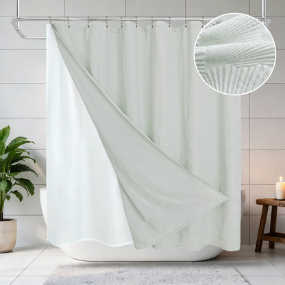 Coastal Loft Series Matelassé Jacquard Shower Curtain (Seafoam Green)