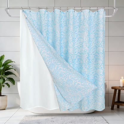 Coastal Loft Series Matelassé Jacquard Shower Curtain (Ocean Mist Blue)