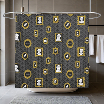 “The Tapestry of Torment" Wuthering Height Series Shower Curtain Set with Gold Fleur-de-Lis