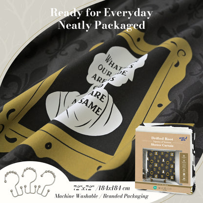 “The Tapestry of Torment" Wuthering Height Series Shower Curtain Set with Gold Fleur-de-Lis