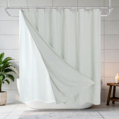 Coastal Loft Series Matelassé Jacquard Shower Curtain (Seafoam Green)