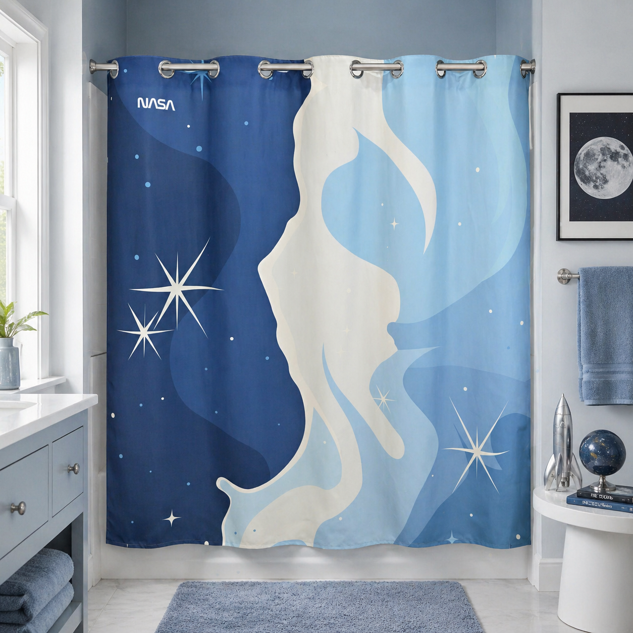 “Carina Cascade" NASA Series Shower Curtain Set (Simple Style)