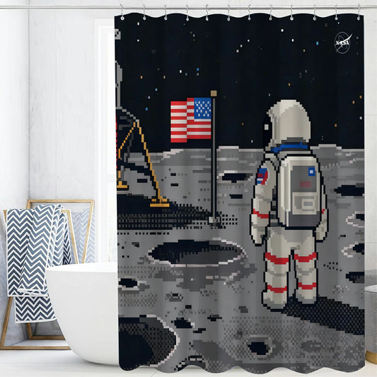 “Eight-Bit Moonwalk" NASA Series Shower Curtain Set