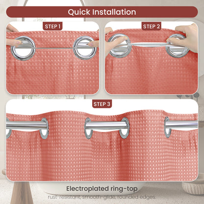 Clean Slate Series No Hook Shower Curtain (Clay Red)