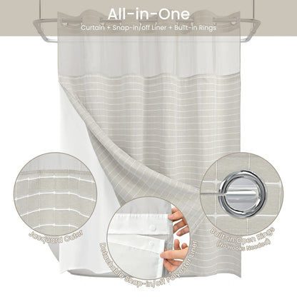 Calm Horizon Series Hookless Shower Curtain Set