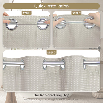 Clean Slate Series No Hook Shower Curtain (Khaki)