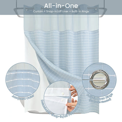 Calm Horizon Series Hookless Shower Curtain Set