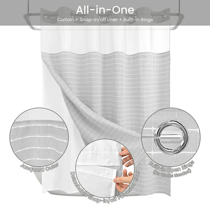 Calm Horizon Series Hookless Shower Curtain Set