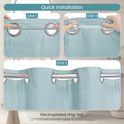 Clean Slate Series No Hook Shower Curtain (Pale Blue)