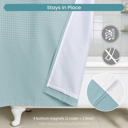 Clean Slate Series No Hook Shower Curtain (Pale Blue)