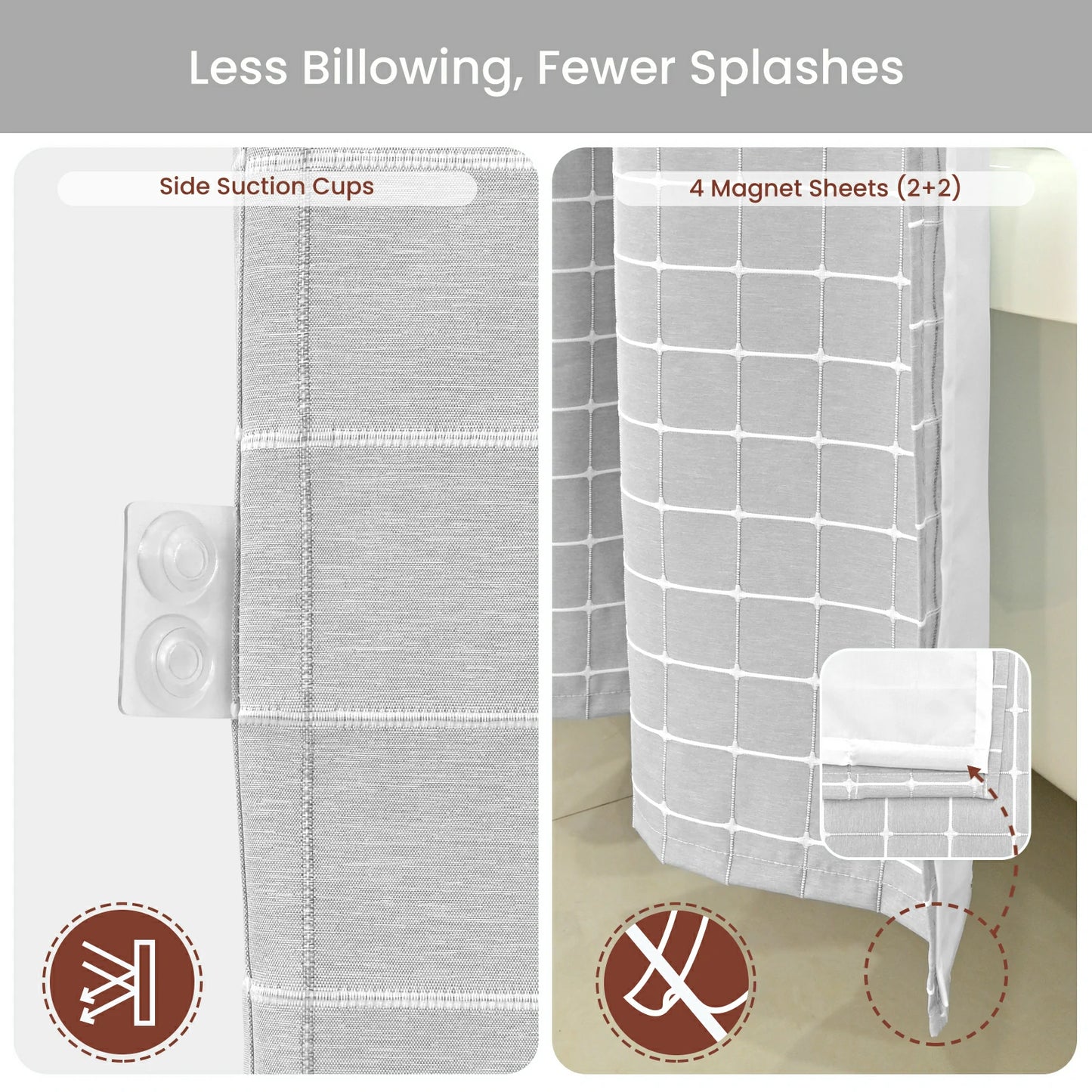 Calm Horizon Series Hookless Shower Curtain Set