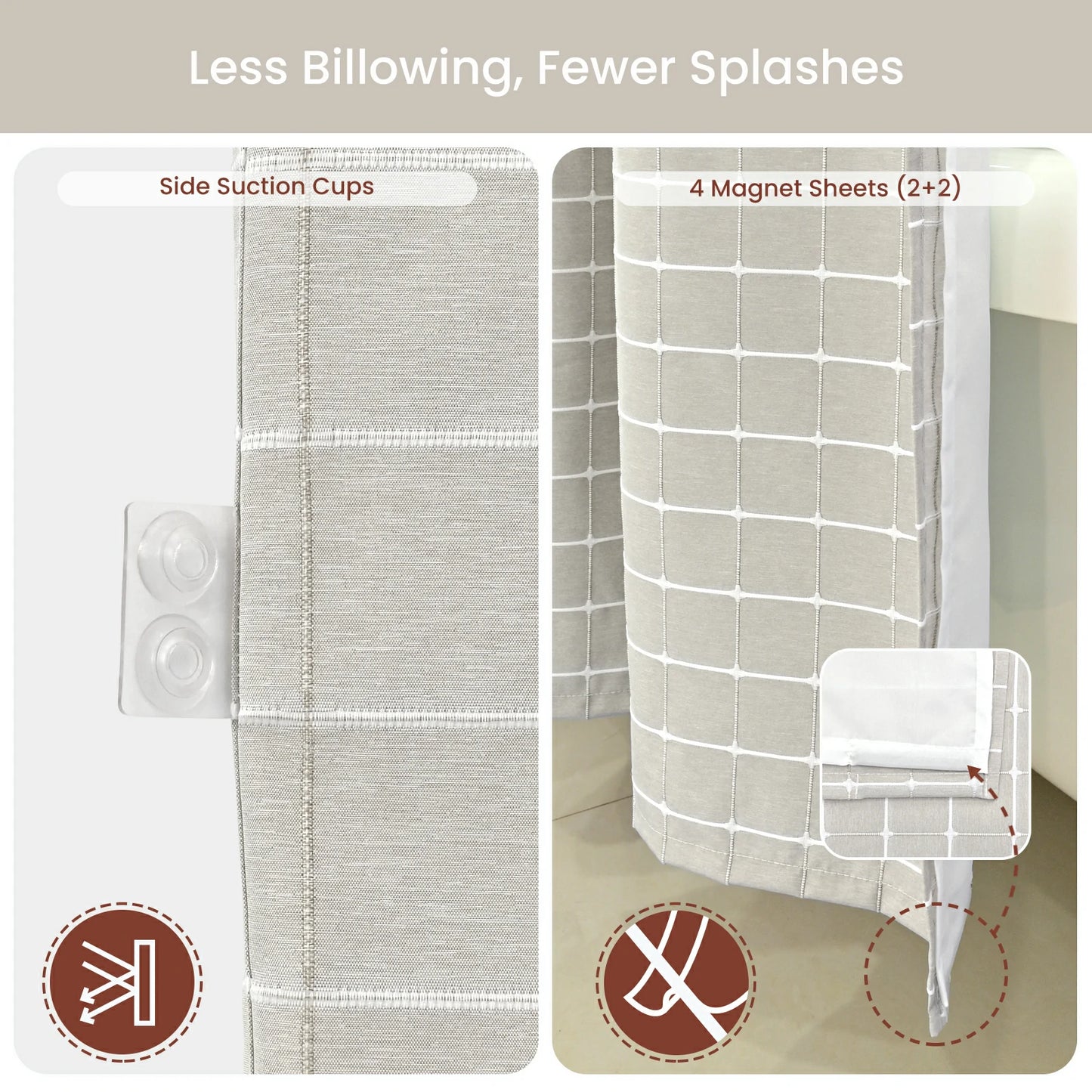 Calm Horizon Series Hookless Shower Curtain Set