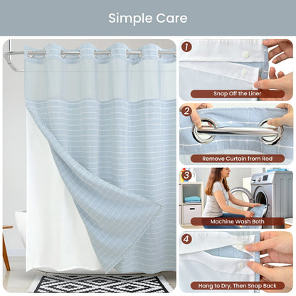 Calm Horizon Series Hookless Shower Curtain Set