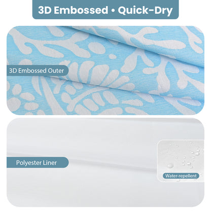 Coastal Loft Series Matelassé Jacquard Shower Curtain (Ocean Mist Blue)