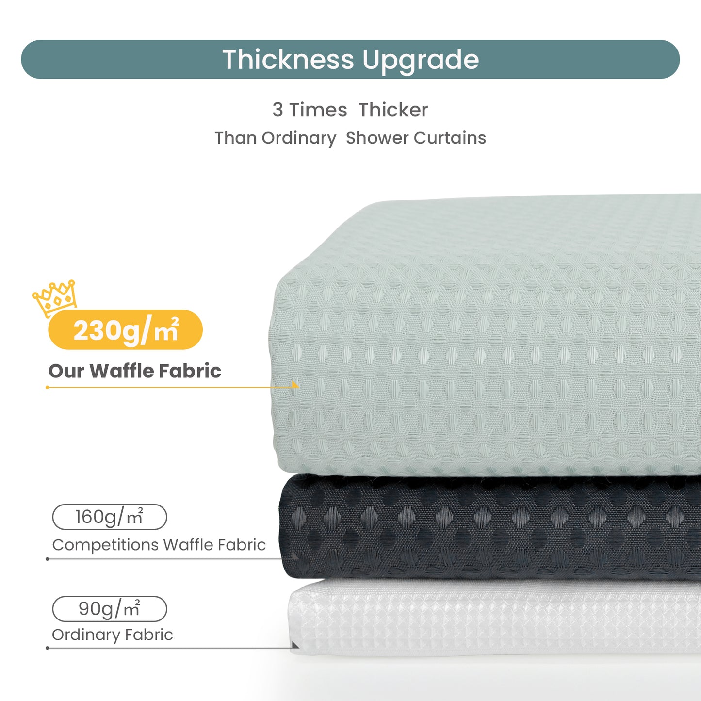 Clean Slate Series No Hook Shower Curtain (Gray-Green)