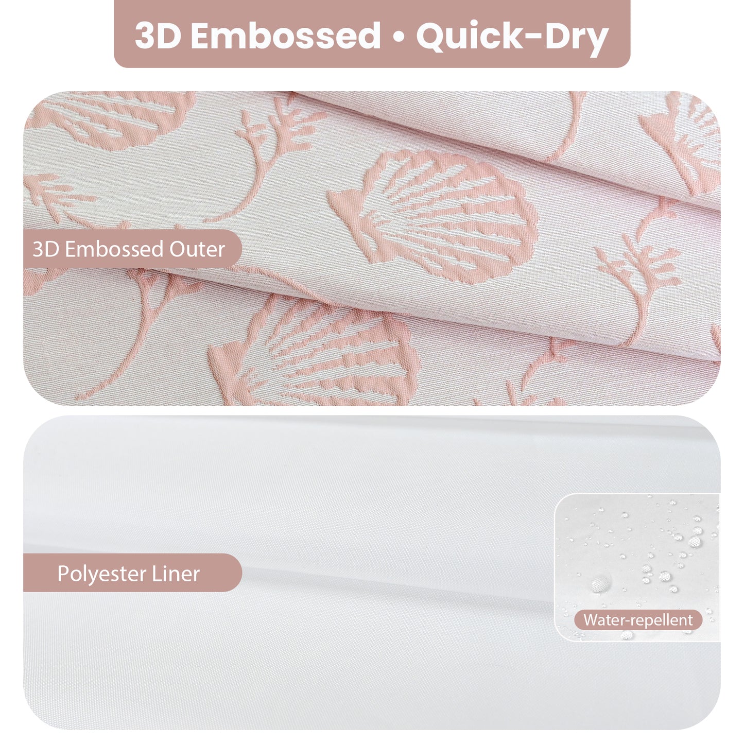 Coastal Loft Series Matelassé Jacquard Shower Curtain (Shell Pink)