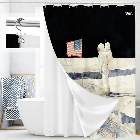 “Moonlight Watercolor" NASA Series Shower Curtain Set