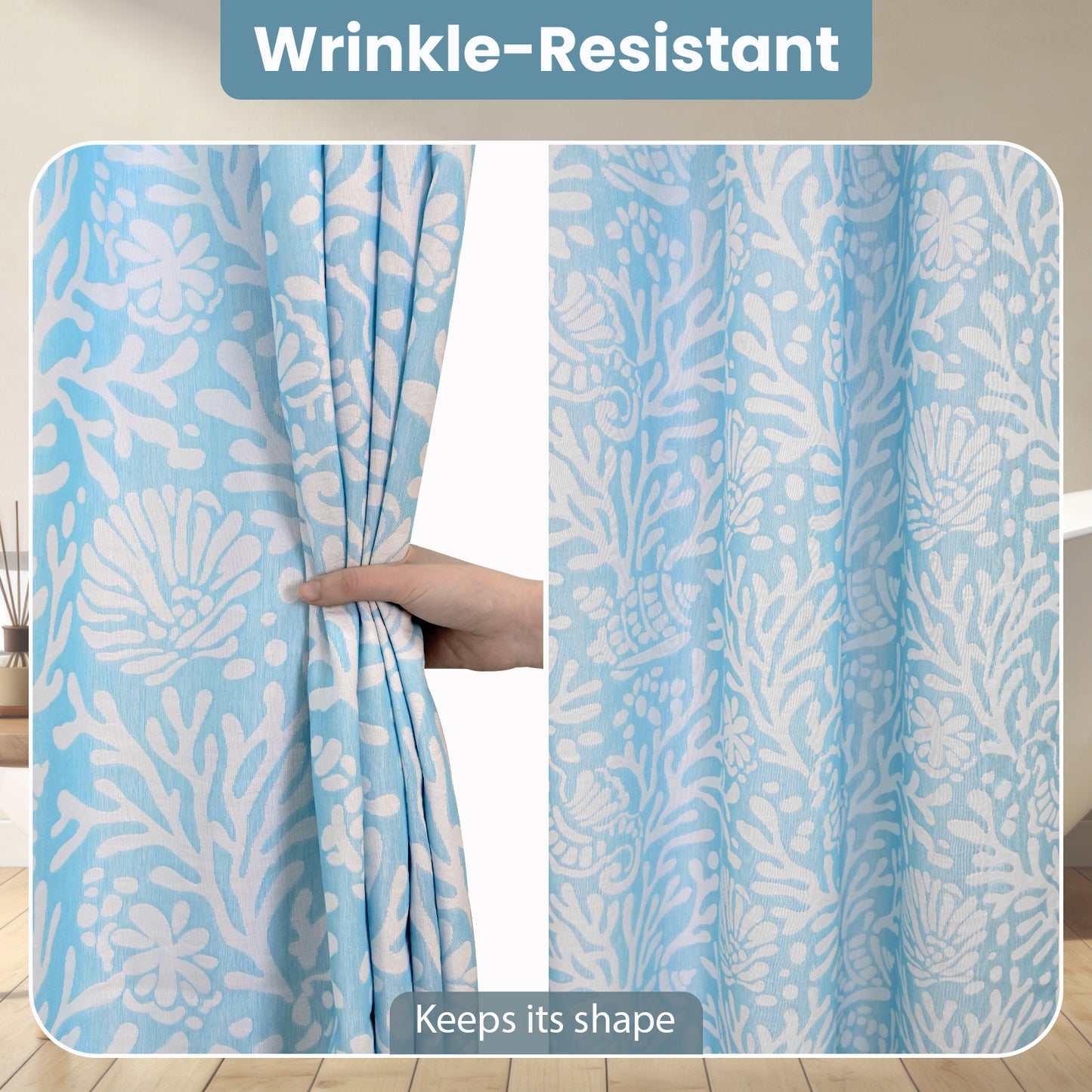 Coastal Loft Series Matelassé Jacquard Shower Curtain (Ocean Mist Blue)