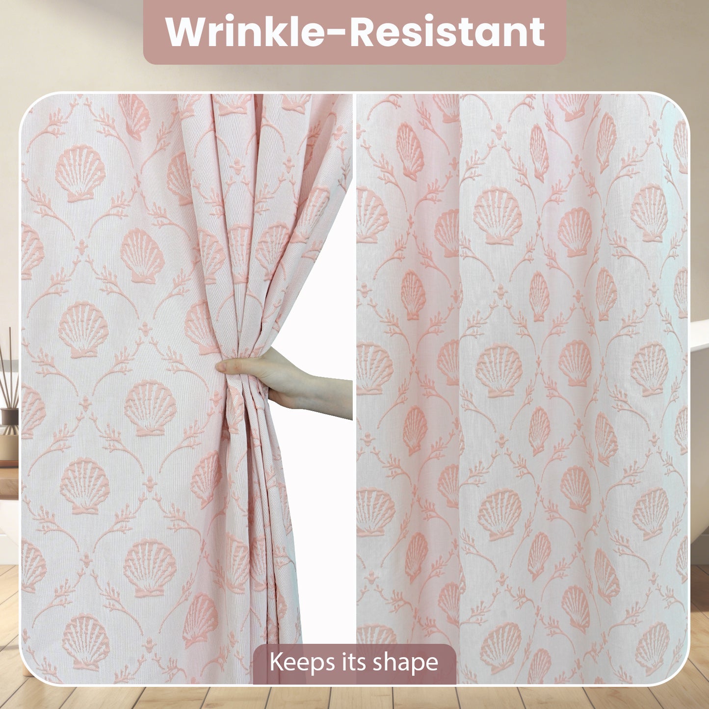Coastal Loft Series Matelassé Jacquard Shower Curtain (Shell Pink)