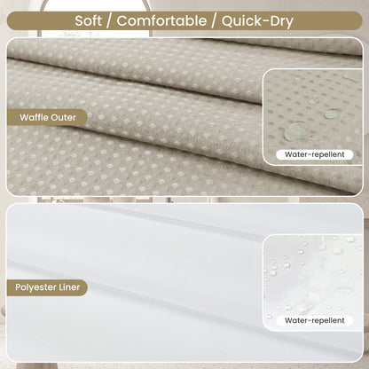 Clean Slate Series No Hook Shower Curtain (Khaki)