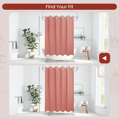 Clean Slate Series No Hook Shower Curtain (Clay Red)