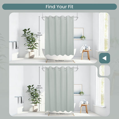 Clean Slate Series No Hook Shower Curtain (Gray-Green)