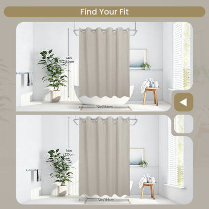 Clean Slate Series No Hook Shower Curtain (Khaki)