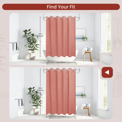 Clean Slate Series No Hook Shower Curtain (Clay Red)