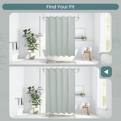 Clean Slate Series No Hook Shower Curtain (Gray-Green)
