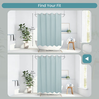 Clean Slate Series No Hook Shower Curtain (Pale Blue)