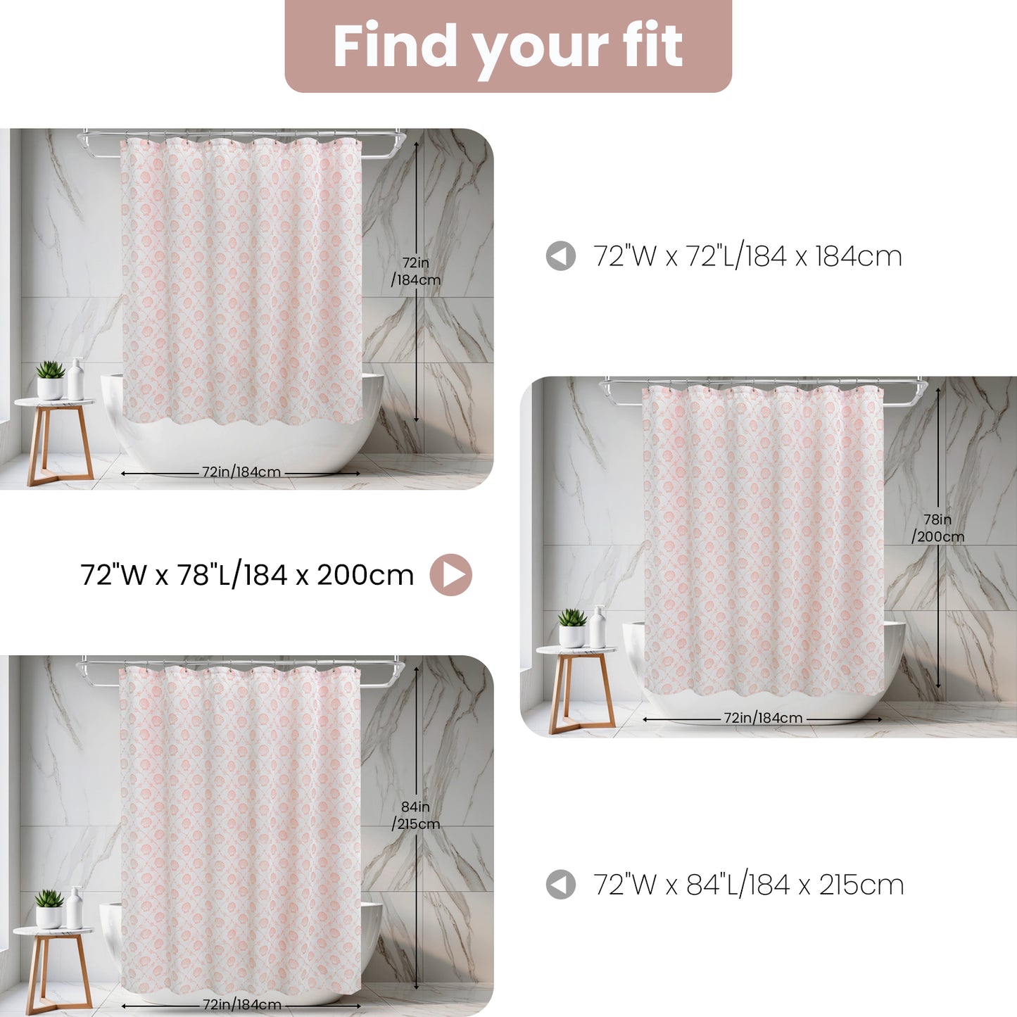 Coastal Loft Series Matelassé Jacquard Shower Curtain (Shell Pink)